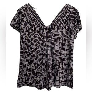 Banana Republic Womens Cap Sleeve V-neck Bow Detail Gathering Pattern Large